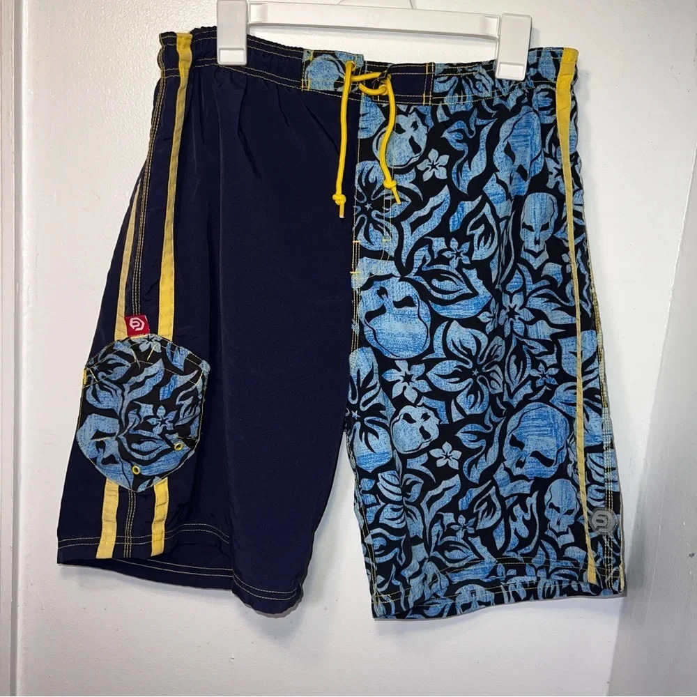Ocean Pacific,OP, 32W skull floral, print adjustable drawstring,board‎ shorts